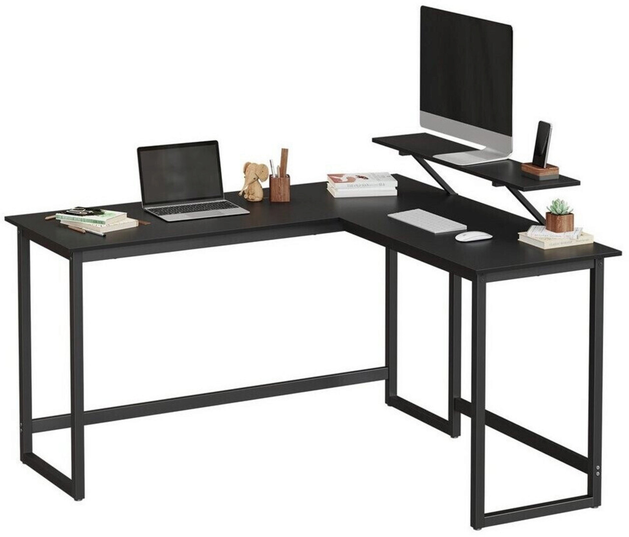 Birou de colt, Vasagle, 140 x 130 x 92.2 cm, PAL/otel, negru - imagine 5